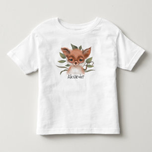Cute Woodland Fox with Child's Name Toddler T-Shirt