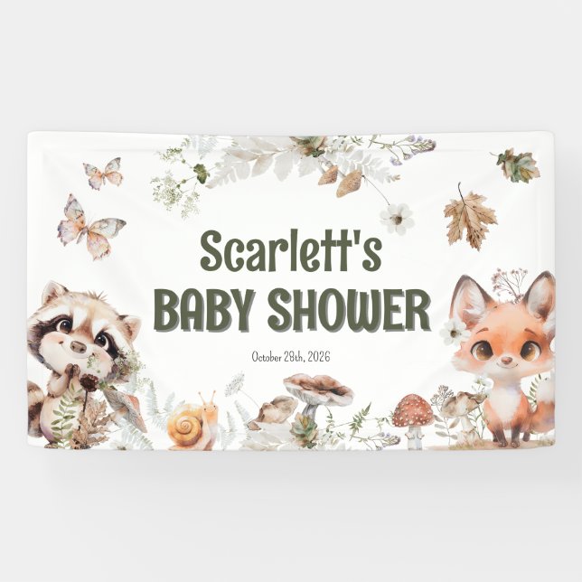 Cute Woodland Friends Baby Shower Banner (Horizontal)