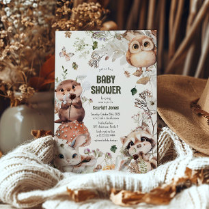 Cute Woodland Friends Baby Shower Invitation
