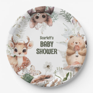 Cute Woodland Friends Baby Shower Paper Plate