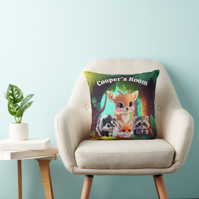 Cute Woodland friends fox skunk racoon deer Cushion (Chair)
