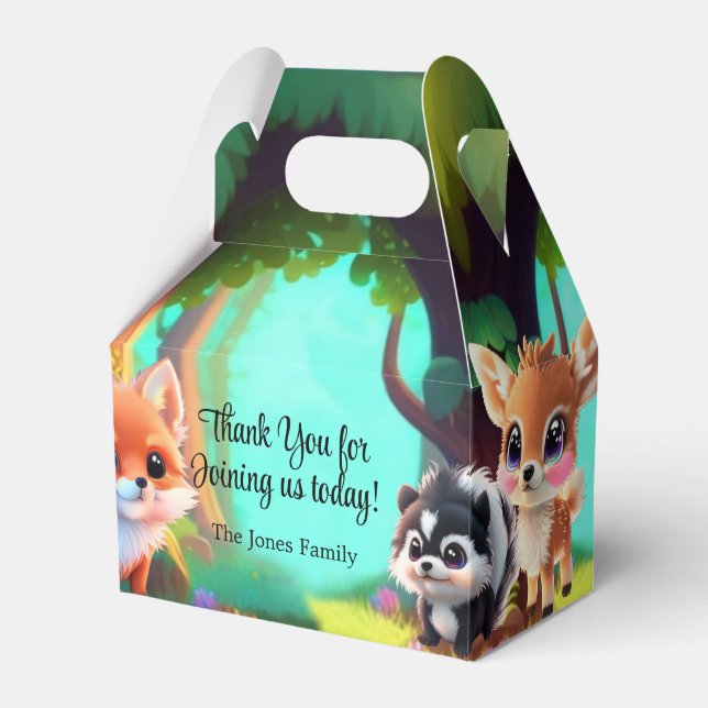 Cute Woodland friends fox skunk racoon deer Favour Box (Front Side)