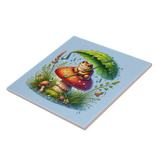 Cute woodland frog lovers tile