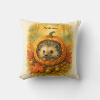 Cute Woodland Harvest Guardian Autumn Watercolor Cushion
