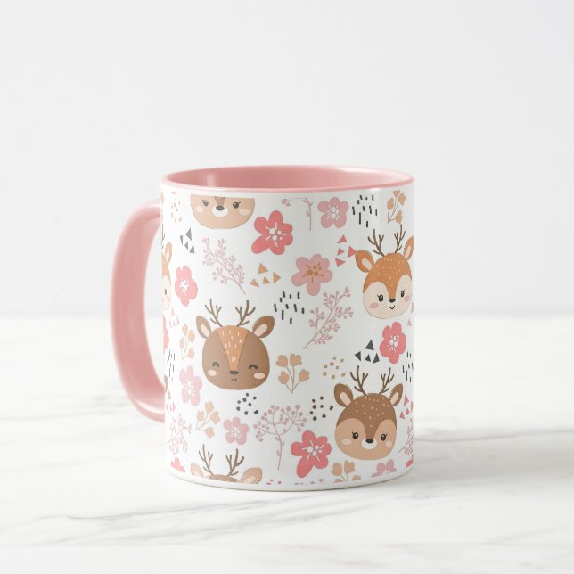 Cute Woodland Hedgehog and Flowers Mug (Front Left)