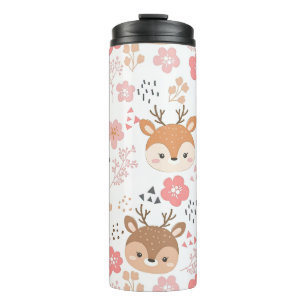 Cute Woodland Hedgehog and Flowers Thermal Tumbler