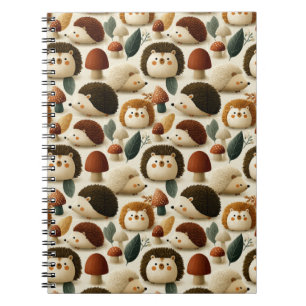 Cute Woodland Hedgehog and Mushroom Pattern Notebook