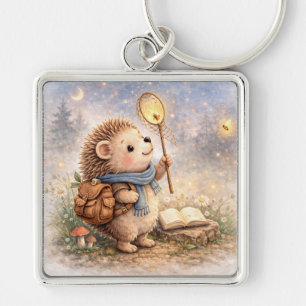 Cute Woodland Hedgehog & Firefly Key Ring