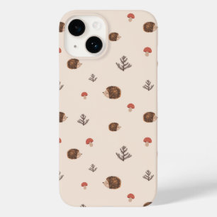 Cute Woodland Hedgehog & Mushroom Pattern Case-Mate iPhone 14 Case