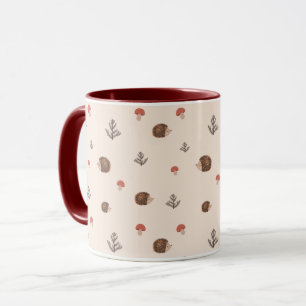 Cute Woodland Hedgehog & Mushroom Pattern Mug
