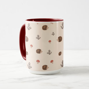 Cute Woodland Hedgehog & Mushroom Pattern Mug