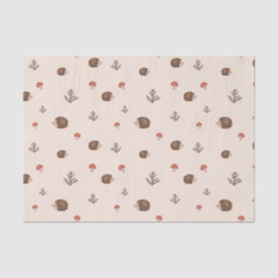 Cute Woodland Hedgehog & Mushroom Pattern Tissue Paper