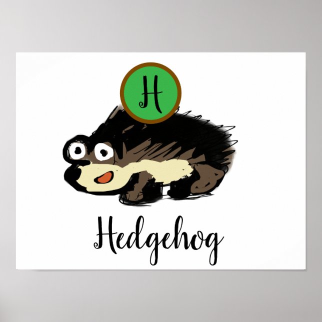 Cute Woodland Hedgehog Nursery Art Print (Front)