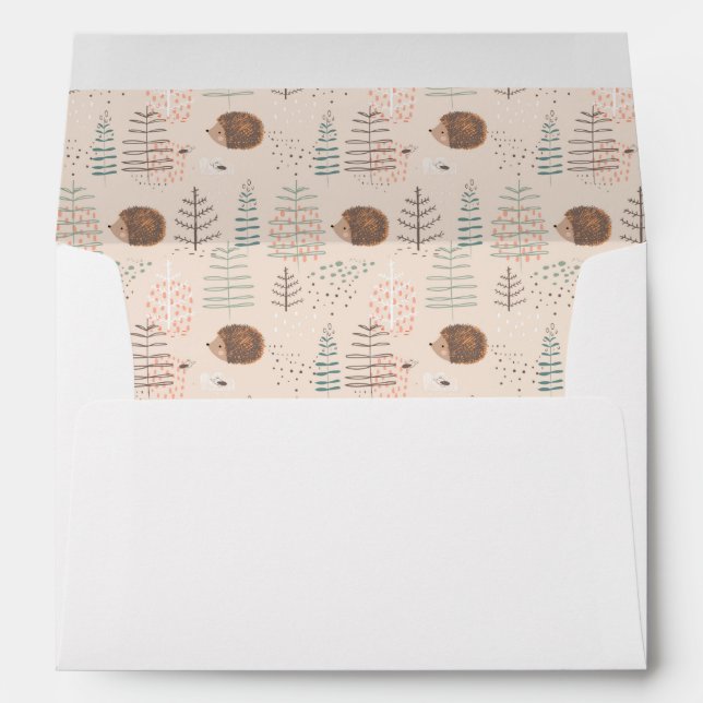 Cute Woodland Hedgehog Pattern Envelope (Back (Bottom))