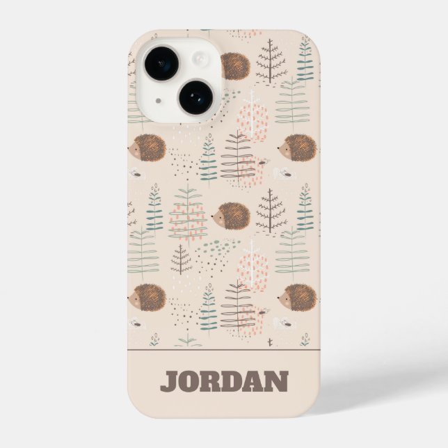 Cute Woodland Hedgehog Pattern iPhone Case (Back)