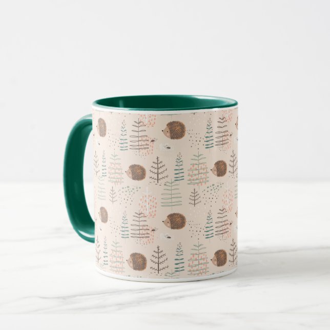 Cute Woodland Hedgehog Pattern Mug (Front Left)