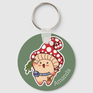 Cute Woodland Herbalist Mushroom Key Ring