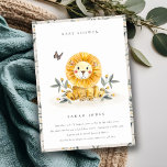 Cute Woodland Lion Foliage Baby Shower Invite<br><div class="desc">If you need any further customisation please feel free to message me on yellowfebstudio@gmail.com.</div>