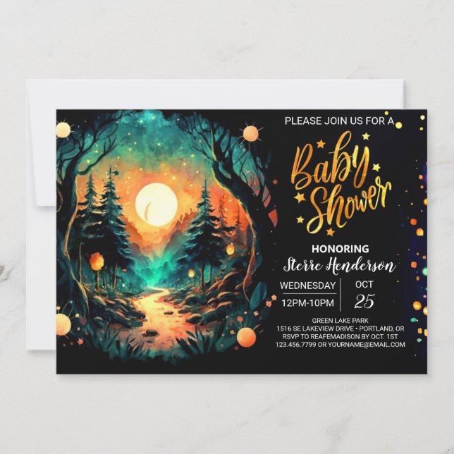 Cute Woodland Magic Adventure Baby Shower Invitation (Front)