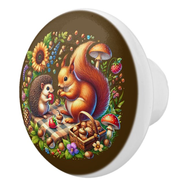 Cute woodland mixed animals  ceramic knob (Right)