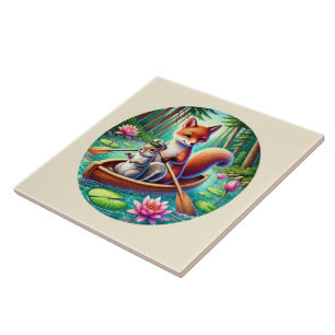 Cute woodland mixed animals  tile