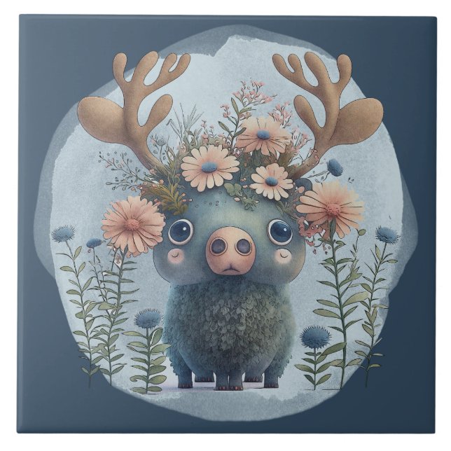 cute Woodland moose lovers Tile (Front)