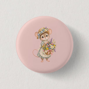Cute Woodland Mouse – European Cottage 3 Cm Round Badge
