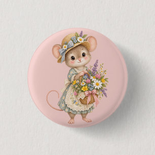 Cute Woodland Mouse – European Cottage Garden Illu 3 Cm Round Badge