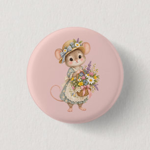 Cute Woodland Mouse – European Cottage Garden Illu 3 Cm Round Badge