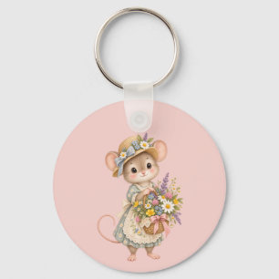 Cute Woodland Mouse – European Cottage Garden Illu Key Ring
