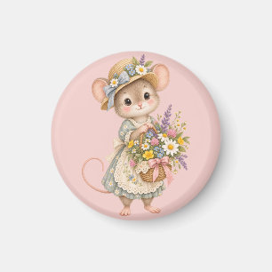Cute Woodland Mouse – European Cottage Garden Illu Magnet
