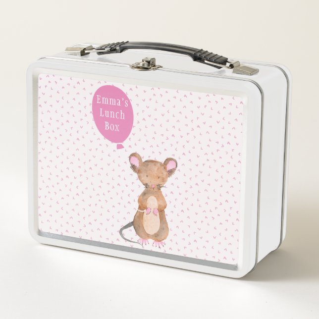 Cute Woodland Mouse | Girls Metal Lunch Box (Front)
