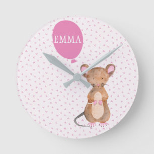 Cute Woodland Mouse Kids / Nursery Wall Clock