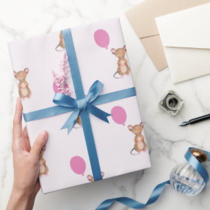 Cute Woodland Mouse Matte Wrapping Paper, 30" x 6' Wrapping Paper