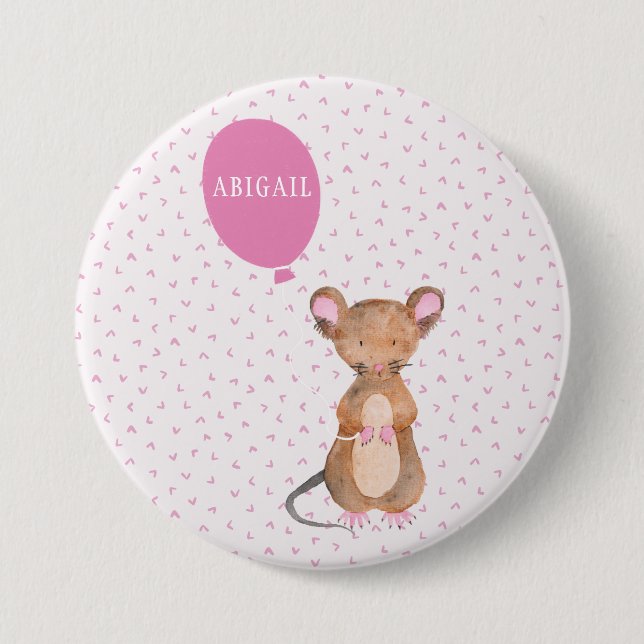 Cute Woodland Mouse Personalised Kids' 7.5 Cm Round Badge (Front)