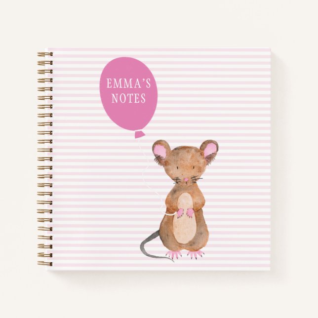 Cute Woodland Mouse Personalised Notebook (Front)