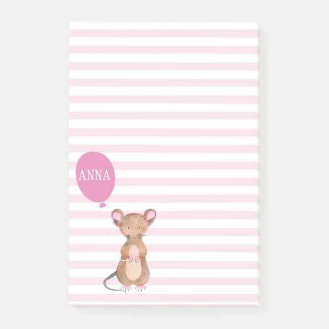 Cute Woodland Mouse | Personalised Post-it Notes (Front)