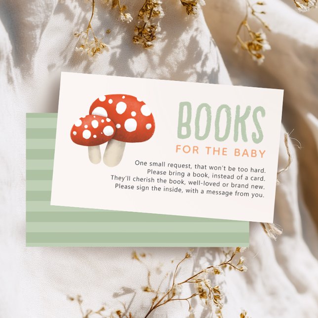 Cute Woodland Mushroom Baby Shower Book Request Enclosure Card (Creator Uploaded)