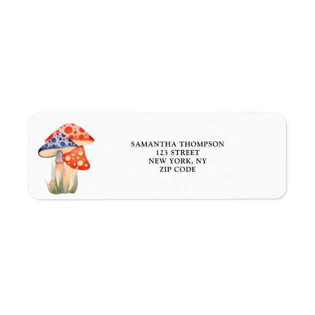 Cute Woodland Mushroom Return Address Label (Front)