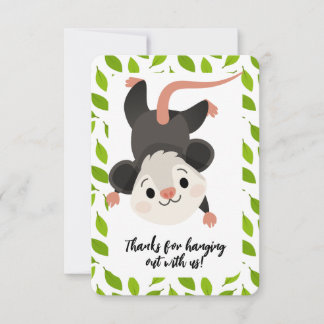Cute Woodland Opossum Birthday Thank You Card