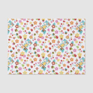 Cute Woodland Owl & Flowers Baby Girl Baby Shower Tissue Paper