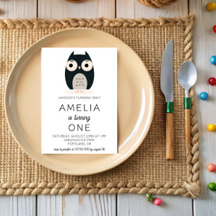 Cute Woodland Owl Kids Birthday Invitation