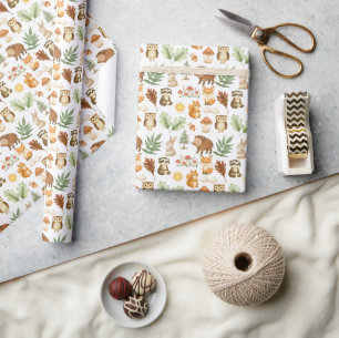 Cute Woodland Pattern Wrapping Paper Roll