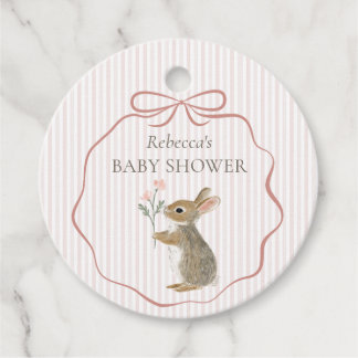 Cute Woodland Rabbit Watercolor Girl Baby Shower Favour Tags