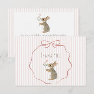 Cute Woodland Rabbit Watercolor Girl Baby Shower Thank You Card