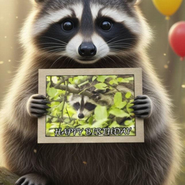 Cute Woodland Racoon Birthday Card (Creator Uploaded)