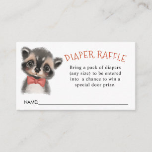 Cute Woodland Racoon Diaper Raffle Enclosure Card