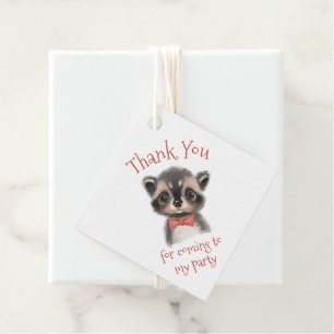 Cute Woodland Racoon in Bow Tie Thank You Favour Tags