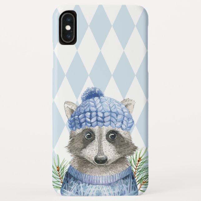 Cute Woodland Racoon in Winter Hat Case-Mate iPhone Case (Back)