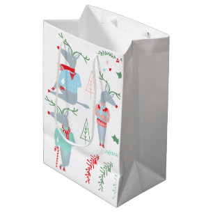Cute Woodland Reindeer Animal Christmas Medium Gift Bag